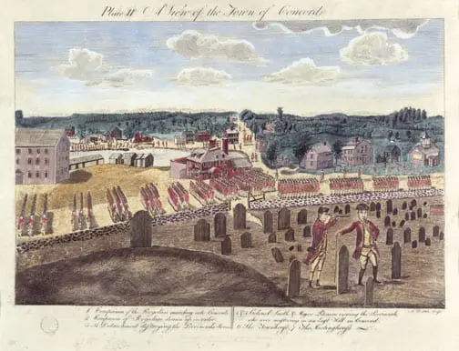 Copy after Amos Doolittle's 1775 - A View of the Town of Concord
